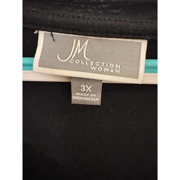 JM Collection Black Tunic Asymmetric Tunic Long Sleeves Top 3X - Picture 3 of 3